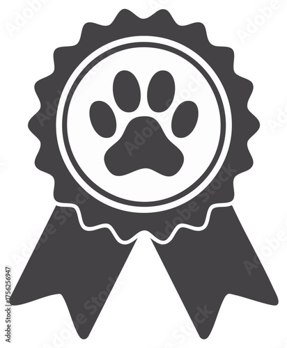 Paw print award ribbon badge illustration for pets