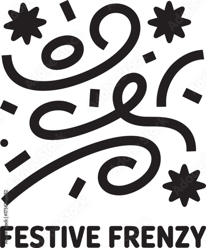 Spiraling streamers confetti Festive Frenzy abstract celebration design