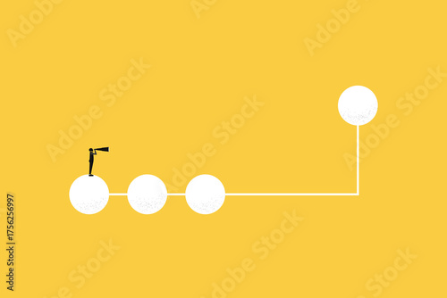 Billede på lærred Businessman with telescope looking for future visionary