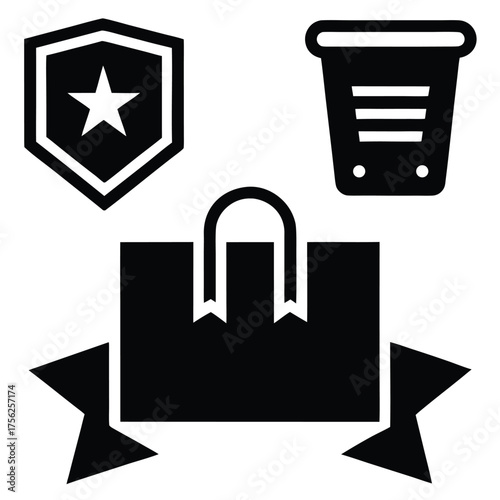 Shopping security loyalty program and secure online purchase icons