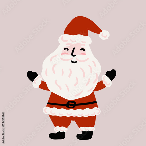 Santa Claus isolated on white background. Christmas Cute cartoon kawaii character illustration