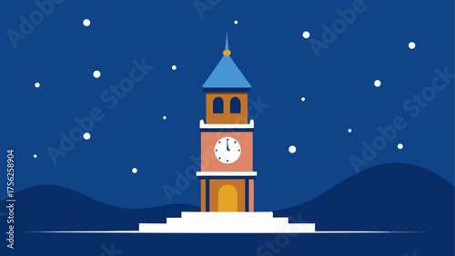 Clock tower under starry night illustration