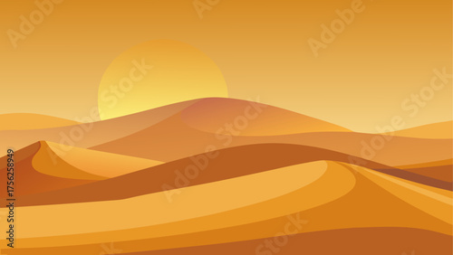 Illustration of a desert landscape at dusk