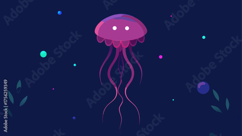 Illustration of a pink jellyfish in space