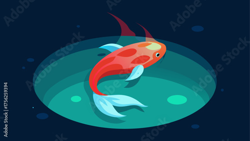 Orange koi fish swimming in a blue pond