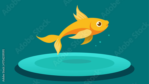 A golden fish swimming in a small pond