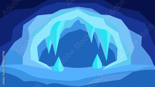 Illustration of a blue ice cave entrance