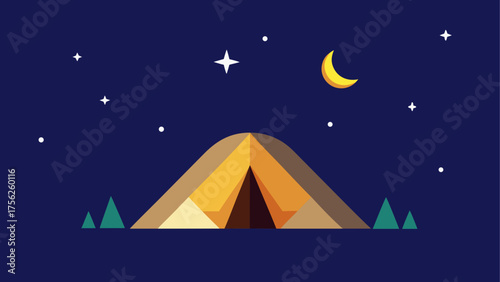 Camping tent under the starry night sky