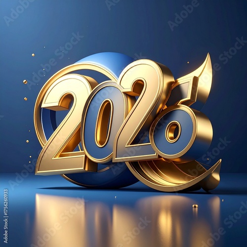 A creative 2026 template design featuring elegant 3D typography and festive composition. New Year posters, digital banners, social media greetings, marketing templates, Christmas Day designs.