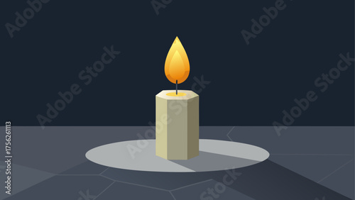 Illustration of a candle with bright flame