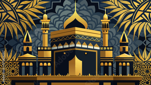 Illustration of the kaaba with towers