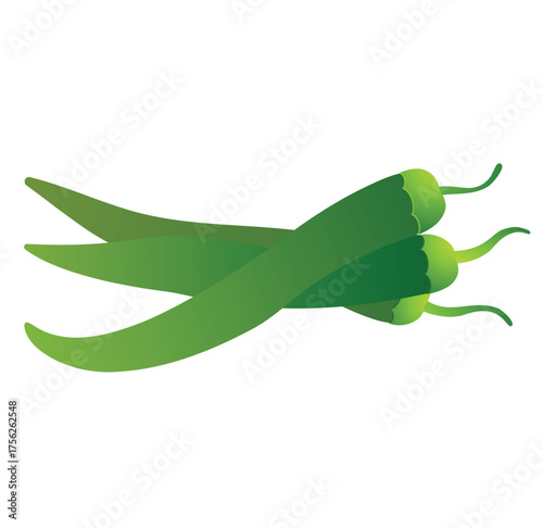 cute cartoon hand drawn vector green chilly clipart.