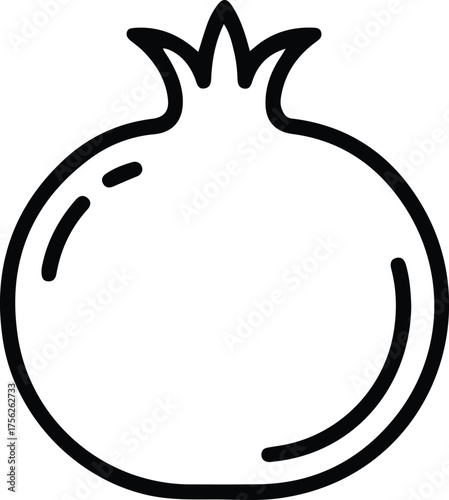 Whole Pomegranate Line Art Icon - Outline Fruit and Healthy 