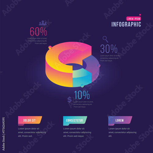 Modern infographic with five circular stages in a colorful gradient flow for business presentations and data visualization.
Four interconnected circular steps with numbers and text placeholders for pr