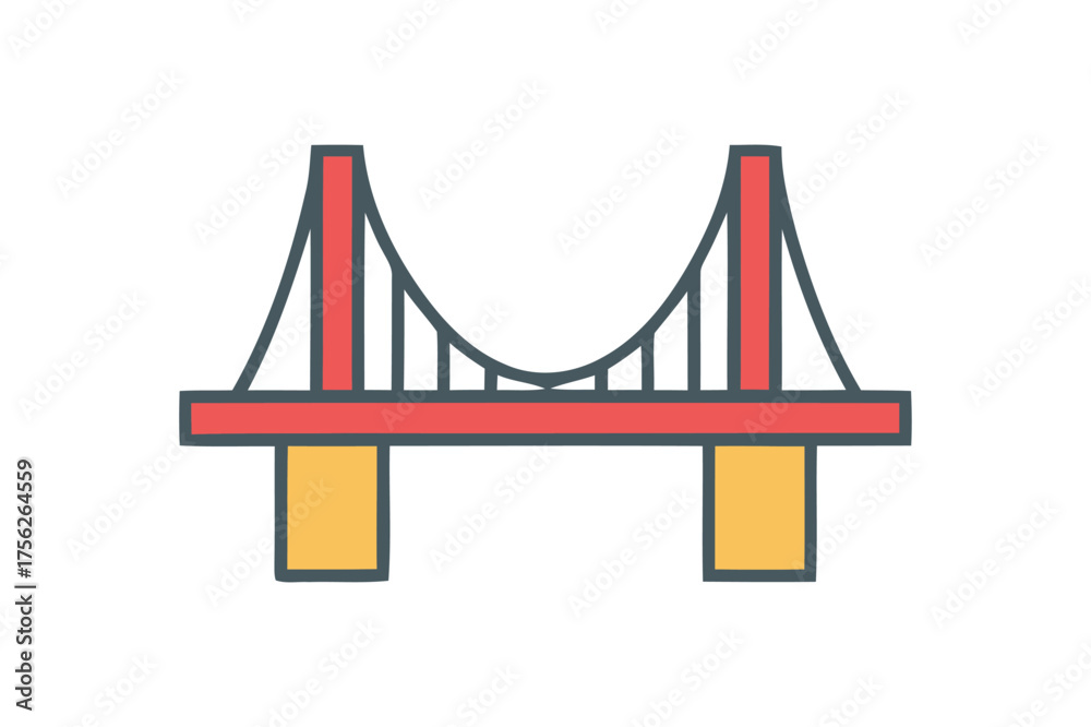 Obraz premium Modern suspension bridge vector art design