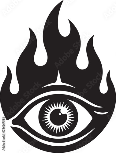 Eye of Providence in Fire Icon  Esoteric and Occult Symbol Vector