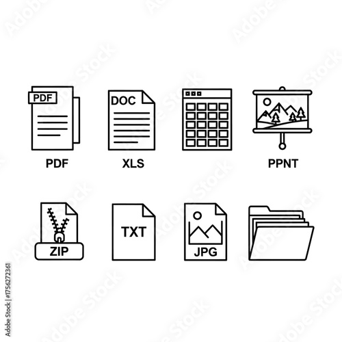 Vector art of different file types and extensions for web use