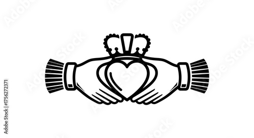 Vector art of claddagh ring symbol, traditional irish design