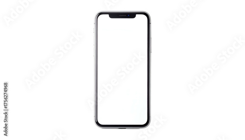 A sleek, modern phone with a large white screen framed in black, held vertically