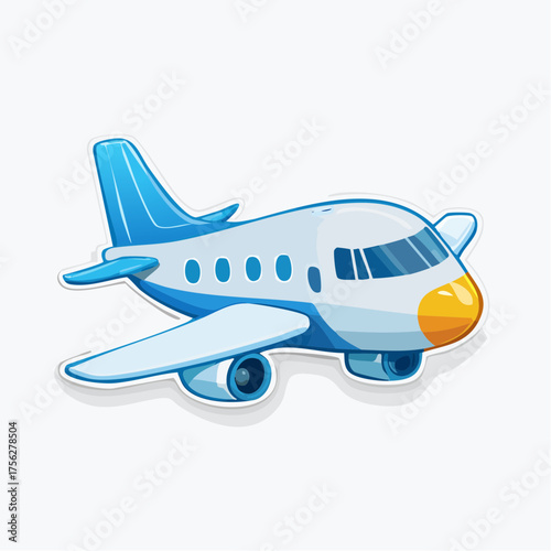 Airplane Cartoon Illustration: A vibrant and friendly airplane takes to the sky, rendered in a charming cartoon style. perfect for travel, adventure, and imagination. 