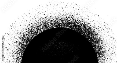 Graffiti style sprayed half circle with grunge texture noise dispersion and distressed spray effect