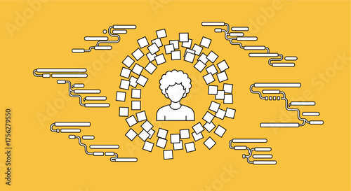 An illustration depicts a person surrounded by abstract shapes, symbolizing feelings of depression and workplace stress affecting mental health.