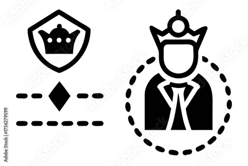 Royal emblem design with crown and diamond
