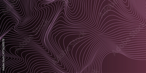 Neowave Line Background. Futuristic Abstract Concept. Neon Wave Abstract Background – Fluid Lines on Dark Gradient. Magenta, Green, Yellow twisting lines on black background.