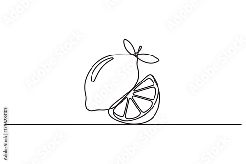 lemon thin line vector icon. one line Icon drawing with white background