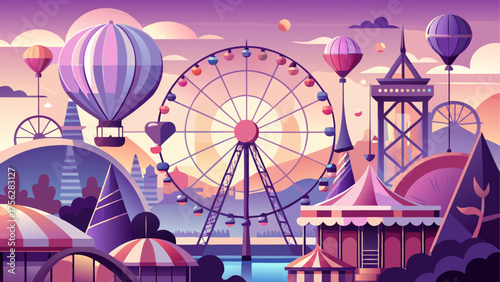 Ferris wheel and balloons at the carnival