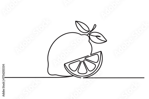lemon thin line vector icon. one line Icon drawing with white background