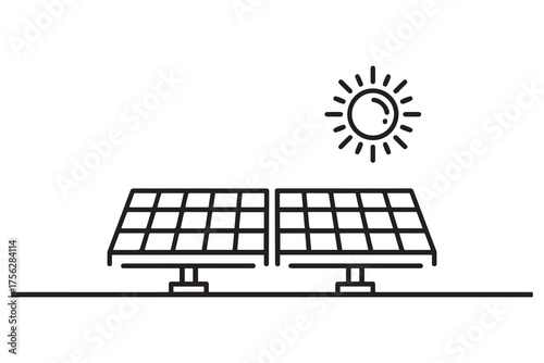 solar pannel thin line vector icon. one line Icon drawing with white background