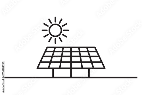 solar pannel thin line vector icon. one line Icon drawing with white background