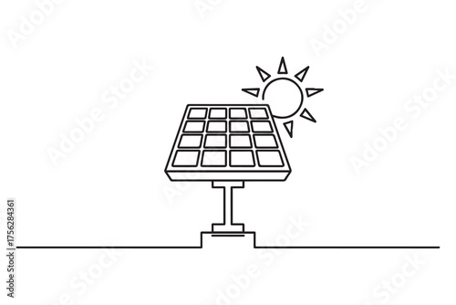 solar pannel thin line vector icon. one line Icon drawing with white background