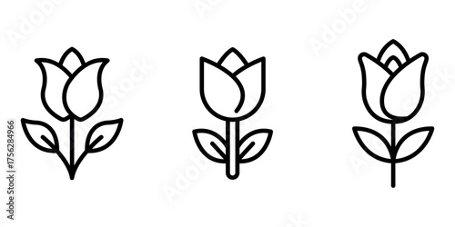 tulip outline or line icon design bundle.