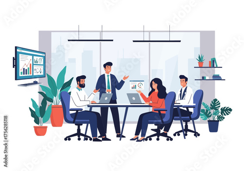 Teamwork and collaboration illustration business meeting