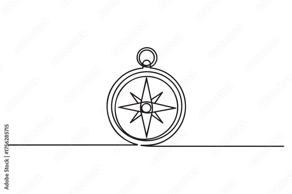 Fototapeta premium Compass Vector Line Icon. one line Icon drawing with white background