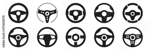 minimal steering wheel icons set three spoke to multifunction designs vector pack for car interface