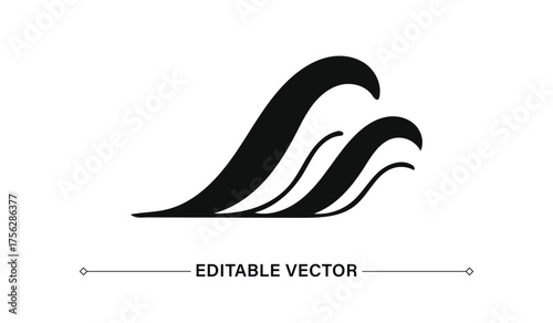 Minimalist Stylized Wave Icon for Branding and Decoration
