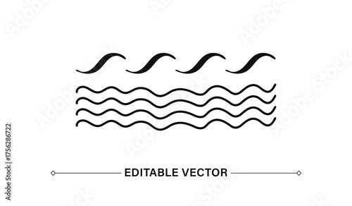 Minimalist Wavy Lines Set Vector