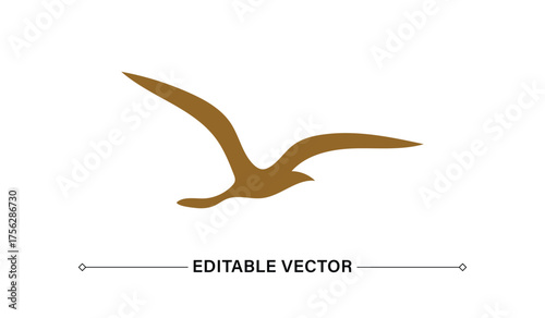 Minimalist Golden Bird in Flight Silhouette