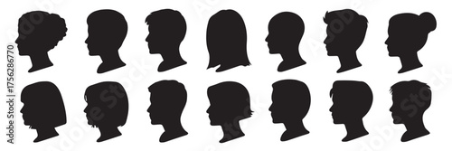 silhouette hairstyles collection human head profiles vector icons set ai eps jpeg
