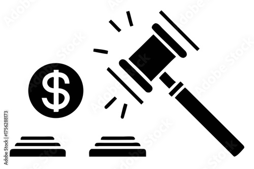 Gavel and dollar sign represent auction concept