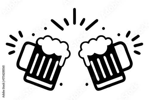 Two beer mugs clinking for celebration time