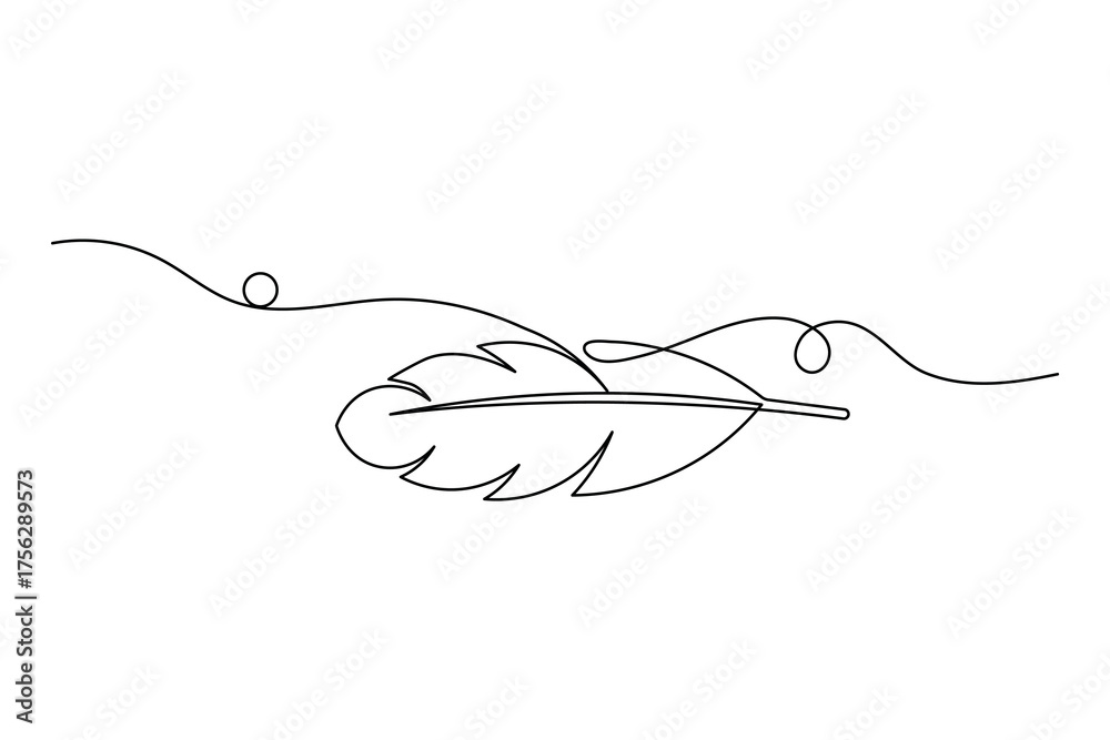 Obraz premium Bird feather line art illustration minimalist continuous line vector drawing