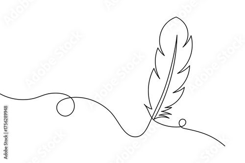 Bird feather line art illustration minimalist continuous line vector drawing