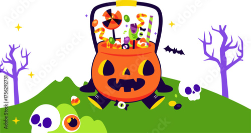 Halloween Candy Bucket Illustration