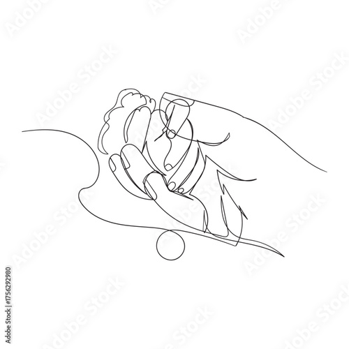 continuous line drawing holding baby's hand illustration vector