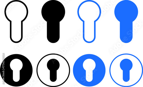 key hole icon set. Door keyhole symbol. Access Point Security sign
