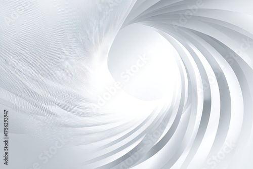 Fototapeta Naklejka Na Ścianę i Meble -  Abstract white vortex design with light reflecting off curved 3D lines creating a tunnel effect